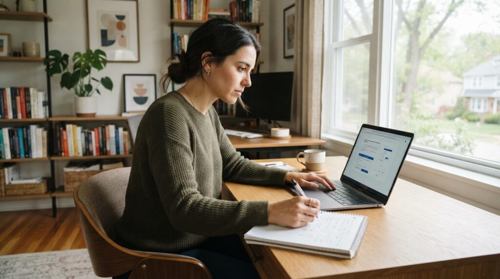 Young professional taking online enneagram personality asses