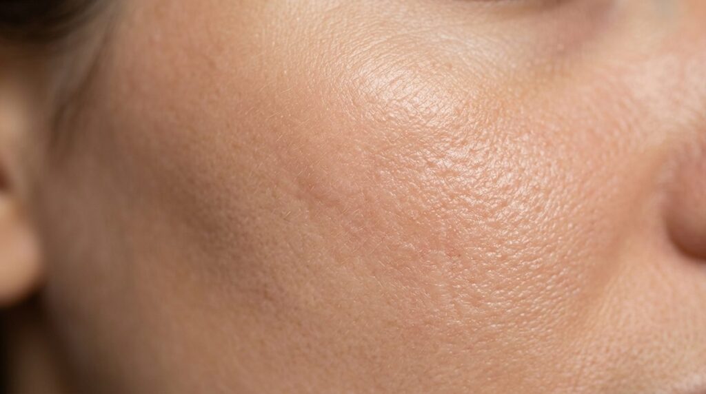 Macro photography of healthy skin surface showing improved t