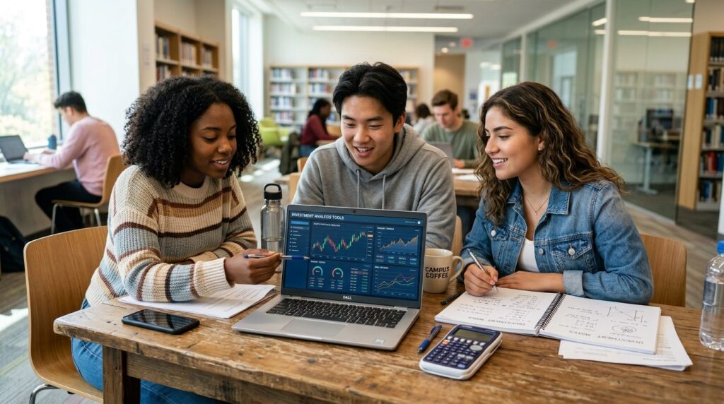 Professional stock photograph, 16:9 format, diverse group of