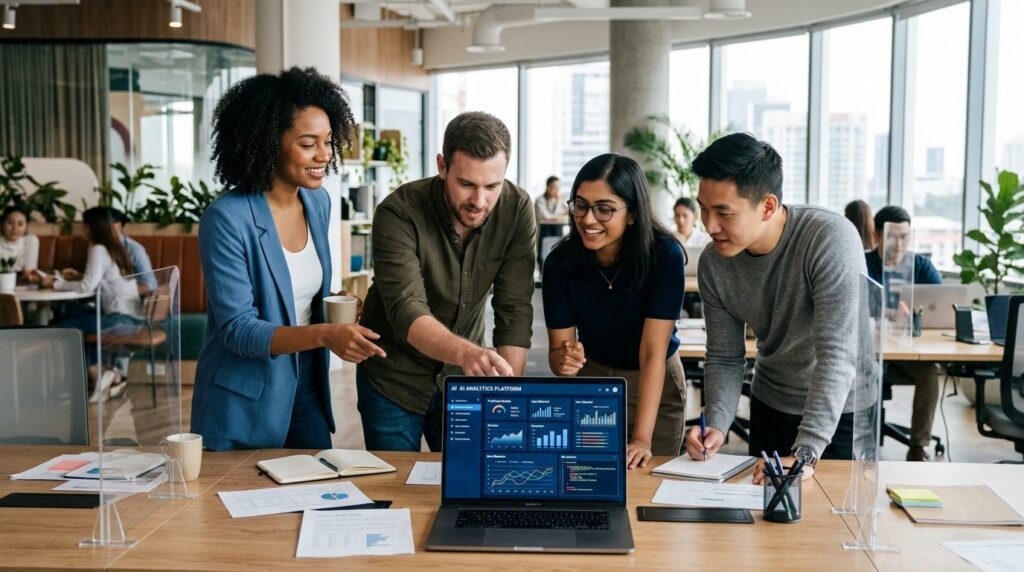 Diverse group of young professionals in collaborative open o